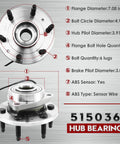 Cadillac Escalade Front Wheel Hub Bearing Assembly With ABS 3 Bolt Flange 6 Lug For 2002-2006 Escalade EXT And ESV