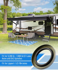Double Lip Grease Seal Kit Heavy Duty For 5200 7000 Lb RV Trailer Axles Two And A Quarter Inch Inner Diameter Fits EZ Lube And D42 Spindles Replaces 122088 01003600 Trailer Hub Wheel Seal Pack Ten Count shown with RV and camping setup.
