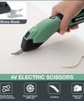 Lightweight Cordless 4V Electric Shears That Slice Fabric And Cardboard Like Butter being used on thick fabric for precise cutting.