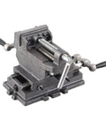 Heavy Duty 3 Inch Bench Vise With Reinforced Cast Iron Base And Powder Metallurgy Jaws For Milling Drilling Machines Smooth Grip Workholding Tool showcased from the front with a detailed view of its jaw and handle.