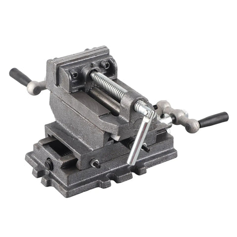 Heavy Duty 3 Inch Bench Vise With Reinforced Cast Iron Base And Powder Metallurgy Jaws For Milling Drilling Machines Smooth Grip Workholding Tool showcased from the front with a detailed view of its jaw and handle.