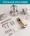 6 Pack Slick Crystal Passage Door Knobs With Faceted Diamond Glass, Satin Nickel Rosette, Non Locking Interior Door Hardware