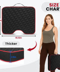 Extra Thick 2.5 Inch Stadium Seat Cushions With Massage Dots, Portable bleacher cushion size chart next to person holding one