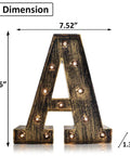 Super Sweet Vintage Industrial Led Marquee Letter A Totally Lit Alphabet Wall Sign For Home Bar Cafe Wedding Birthday Party Decor Battery Powered Rustic Room Accent dimensions shown 8.86 inches tall 7.52 inches wide 1.38 inches deep.