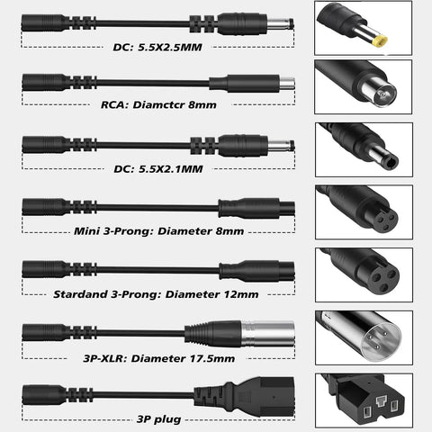 Various connectors for 36V Li Ion Battery Charger 42V 2A For Electric Scooters Hoverboards And E Bikes Compatible With 36V Battery Packs