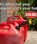 Kickstart Your Rig Small Engine Fuel Treatment And Carb Cleaner Busts Old Varnish Clogs Restarts Dead Motors Fast shown in red gas cans with yellow nozzles.