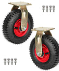 Smooth Operator 2 Piece 8 Inch Pneumatic Caster Wheels featuring double ball bearing steel plate for utility carts.