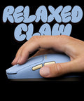 Hand gripping Ultra Lightweight Wireless Gaming Mouse Featuring CrazyLight Tech Featherweight 39g Build in ocean blue with relaxed claw grip.