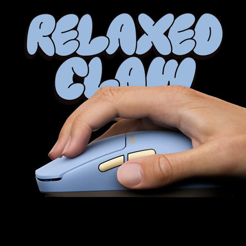 Hand gripping Ultra Lightweight Wireless Gaming Mouse Featuring CrazyLight Tech Featherweight 39g Build in ocean blue with relaxed claw grip.
