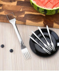 Two Pack Stainless Steel Watermelon Cutter Slicer Dual Head Kitchen Gadget near sliced watermelon on a cutting board