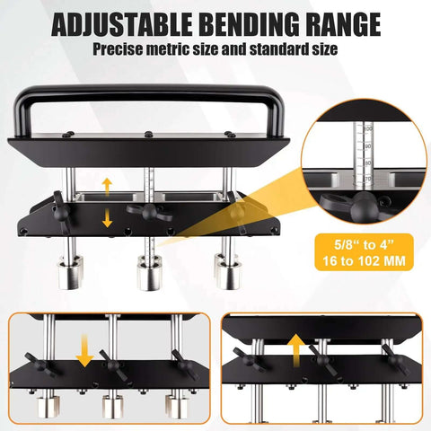 Pro Grade Three Station Edge Roller Bender with adjustable range for metal roofing, bead roller hand tool for 0.36-0.76 mm sheet metal.