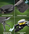 Heavy Duty Hill Crushing Electric Golf Cart For Adults With 2000W Brushless Motor And 60V Battery Extended Range showing waterproof soft seat, foldable footrest, hydraulic brakes.