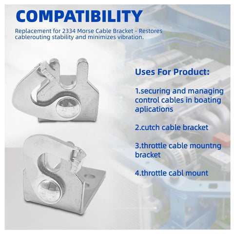 Universal Throttle Cable Bracket And Clamp For Marine And Auto Use, Built Tough Metal Mount That Fits TRANSDAPT 2334 Bracket And Dometic Boat Clip Assembly, Measures 1.82 Inch By 1 Inch By 1.22 Inch, Heavy Duty. metal throttle cable bracket
