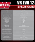 12,000 Lb Electric Winch For Trucks SUVs And Jeeps With Synthetic Rope 12V Heavy Duty Off Road Recovery Gear Built For Safe Handling And Beast Mode Spooling With Serious Pull Power. WR EV0 12-S specifications chart