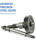 Bemonoc AC worm gear reducer side view; steel gears and 14mm output shaft
