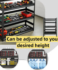 Heavy Duty 3 Tier Garage Shelving Unit With Wheels, Adjustable Metal Storage Racks, tools organized on shelves