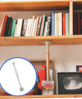 Heavy-duty cabinet lift support rod, silver metal with mounting end for folding lids