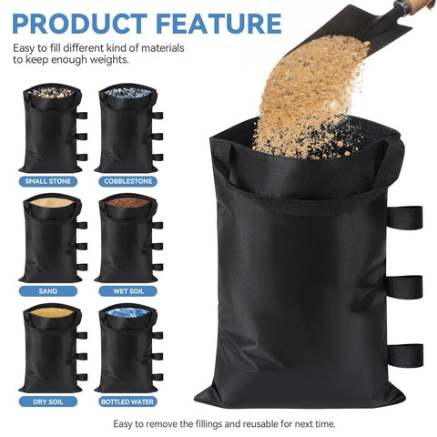 Heavy Duty Sand Bags For Canopy Legs Set Of 4 Empty Weight Bags For Pop Up Tents Fill With Sand Pebbles Or Soil To Secure Your Shelter