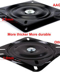 Heavy Duty 7 Inch Bar Stool Swivel Replacement Plate With Square Swivel Mechanism, Solid Steel Build Beefed Up, Stainless Ball Bearing, 2.5mm Thick, 176 To 220 Lb Capacity, Smooth 360 Degree Spin, Durable Performance, black steel swivel plate compared to thinner 1.0mm model