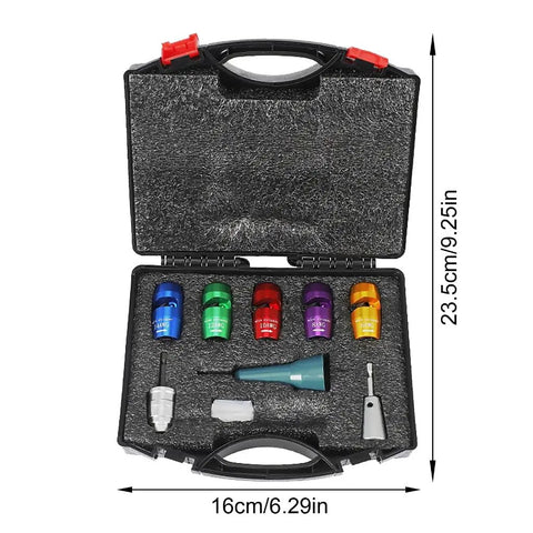 Heavy Duty Electric Wire Stripper For Drill, 6-14 AWG Cable Stripping Tool in carrying case with colorful interchangeable heads.