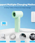 Portable Handheld Turbo Fan With 17400 RPM High Speed Mini Cooling Power 4500mAh USB Rechargeable shown charging via USB