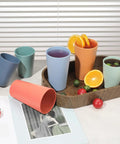 12 Piece Wheat Straw Cups Set With 6 Colorful 12 Oz Cups And 6 Colorful 20 Oz Cups Unbreakable BPA Free Reusable Plastic Drinking Cups