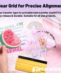 Clear Transfer Tape For Vinyl With Alignment Grid, 12 Inch By 10 Ft, Printable HTV Ready used for DIY decals and stickers