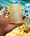 Hand holding Five Pack 9 By 15 Cm Single Sided Perf Board Stripboard For DIY Electronics And Arduino Projects FR4 Copper Clad