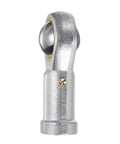 Top Shelf Five Eighth Inch Female Rod End Bearing Pair showing a side view of a durable steel rod end for gearbox builds.