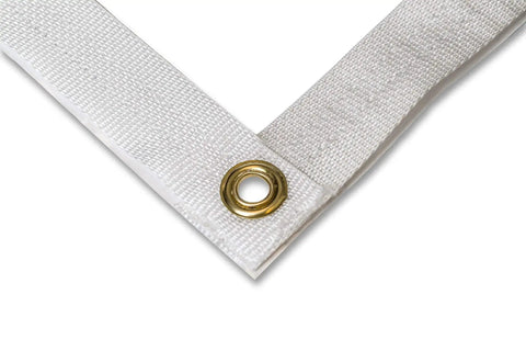 Close-up of Clear PVC Waterproof Tarp Cover edge, showing built tough as nails 20 mil tarpaulin with rustproof brass grommets, 6x12 ft