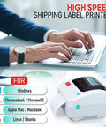 Solid 4x6 Direct Thermal Shipping Label Printer Plug And Play For Windows Mac Chromebook Android printing labels on desktop.