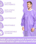 Knee Length Lab Coats 50G SMS, Unisex 10 Pack, Anti Static, Knit Cuffs, Pockets, Purple, Durable Pro Grade Medical Wear