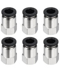 Six Pack Push To Connect Pneumatic Fittings 3/8 Inch Tube 1/8 NPT Nickel Plated Brass Straight Female Quick Connects For Air Lines