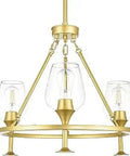 Brass Gold 3 Light Chandelier With Clear Glass Shades For Kitchen Island Dining Room Living Room And Entry Hallway Dope