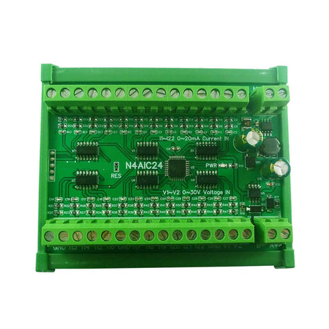 24 Channel RTU Control Module With RS485 Analog Input Collector, detailed view, green circuitry, industrial grade