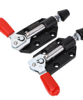 Push Pull Toggle Clamp Set With Rust Resistant Cast Iron 20mm Stroke Heavy Duty Woodworking Clamp For Jigs And Fixtures CNC Welding Includes Storage Box And Cover 2 Pack For Quick Setup Beefy Clamping Power, two clamps with red handles