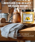 Straight Up Beeswax Cutting Board Finish Wax Blended With Carnauba And Fresh Lemon Orange Oils To Nourish Wood Butcher Blocks And Keep Your Kitchen Gear Looking Sharp 3.5 Oz Tin displayed on a wooden table with kitchen items.