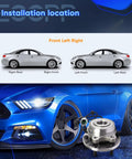 Replacement Wheel Bearing And Hub Assembly With ABS For Nissan Frontier Pathfinder Xterra And Suzuki Equator 4x4 6 Lug Front Or Rear 2005 2019 Heavy Duty Quality Replacement Parts installation location diagram with blue car and wheel hub illustration.