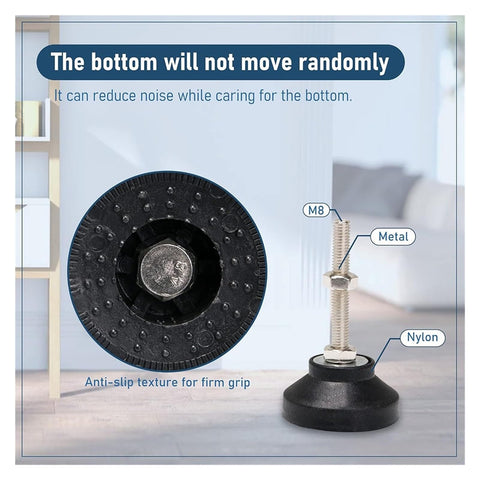 Built Tough Adjustable Leveling Feet With Swivel Base No Sweat Setup Threading Universal Equipment Support Legs Rock Solid Stability For Garage Furniture And Shop Machinery Glide Pads 10 Pack rubber base with anti-slip texture for stability