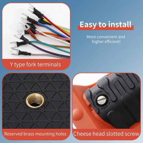 Parts of a 6 Channel 12 To 65V Industrial Wireless Crane Remote Control With 100 Meter Range showing Y type fork terminals and screw