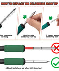 Diagram showing how to replace the soldering tip of the Pro 75W Soldering Station With Rapid Heat Up Digital Display T12 Tip Auto Sleep