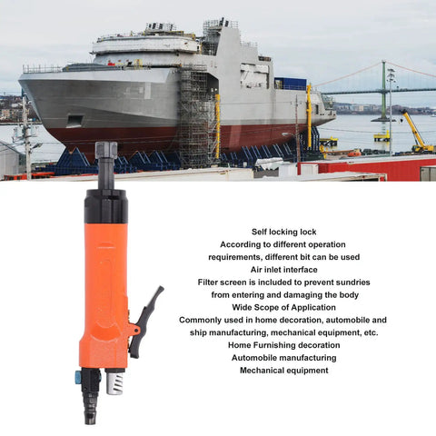 Tough As Nails Straight Air Die Grinder Featuring 6 Mm Collet 3000 RPM Spin Lightweight Aluminum Pneumatic Tool in industrial setting.