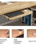 Under Desk Keyboard Tray Pull Out Drawer With Buttery Smooth Glide Rails height adjustable with ergonomic mouse pad shelf.