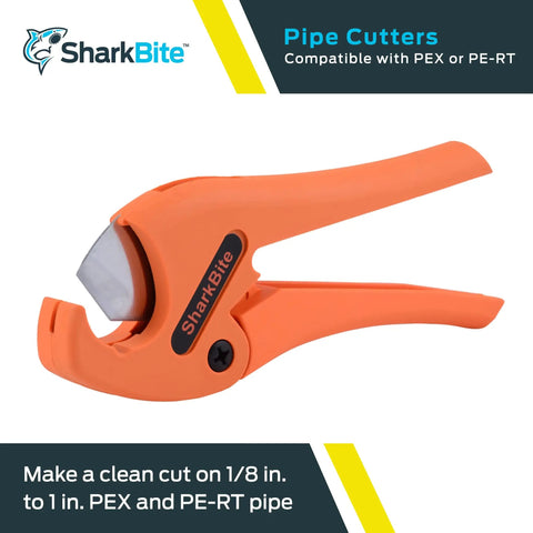 Compact PEX Pipe Cutter With Orange Handles For Clean, Precise Cuts From One Eighth To One Inch In Tight Spaces, Scissor Style Tool For PEX And PE-RT Fittings, Lightweight Yet Handy And Durable Plumbing Cutter For Quick DIY Repairs