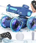 Blue 3 In 1 Amphibious RC Car Boat And Water Gun Set for land and water play, with remote, speed adjustable, waterproof design.
