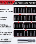 Badass Security Torx Bit Set With Magnetic Extension Holder And L Spanner Tamper Resistant Star Drive Bits Metric Imperial Hex Key Wrench Garage Essentials, showing 33 pieces including magnetic extension.