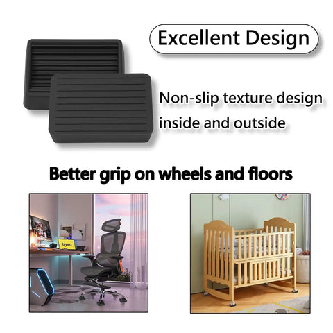 Non Slip Rubber Furniture Caster Cups For Wheels Floor Protection 8 Pack Quick Install with non-slip texture, use on chair and crib