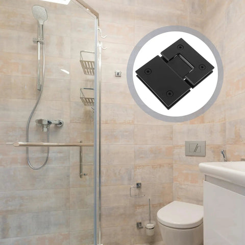 304 Stainless Steel Shower Door Hinges 180 Degree Glass Clamp For Frameless Bathroom Doors Matte Black Heavy Duty