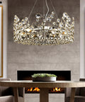 Top Tier Modern Pendant Light Featuring Crystal Details And Smart Energy Savings 90 Cm Straight Drop Hanging Chandelier in living room.