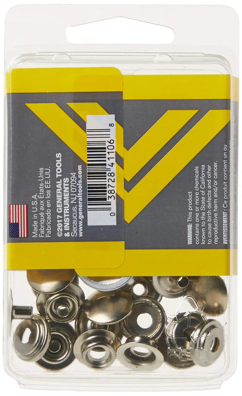 Snap Fastener Kit With Six Durable Snaps And A Two Piece Setting Tool For Easy Clothing And Leather Closures in packaging